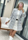 Kareli Gri/Beyaz Blazer Ceket