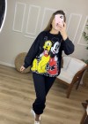 Siyah Mickey Mouse Baskılı Sweat